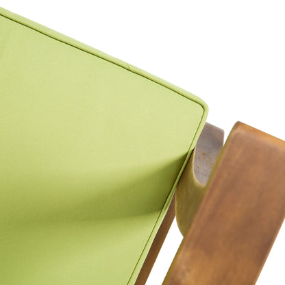 Perla Contemporary Club Chair lime cushion, water resistant outdoor, wooden arms on Tampa Home & Garden Store