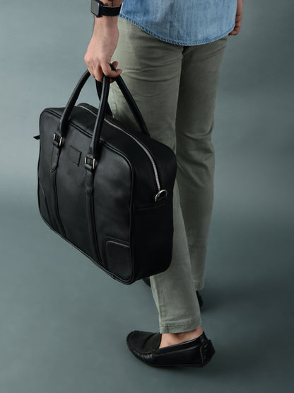 Texas Black Leather Briefcase - Tampa Home & Garden Store