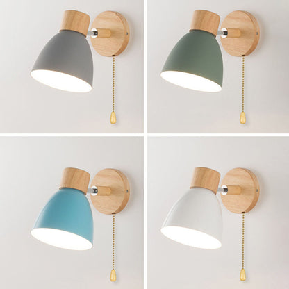 Modern Minimalist Wooden Cone Wall Sconce LED E27 Wall Light