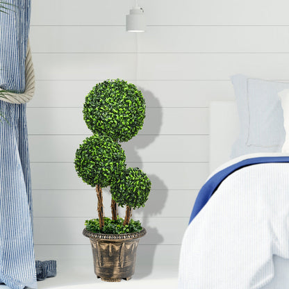Árbol topiario artificial de bola triple de 30 pulgadas para interior y exterior con protección UV
