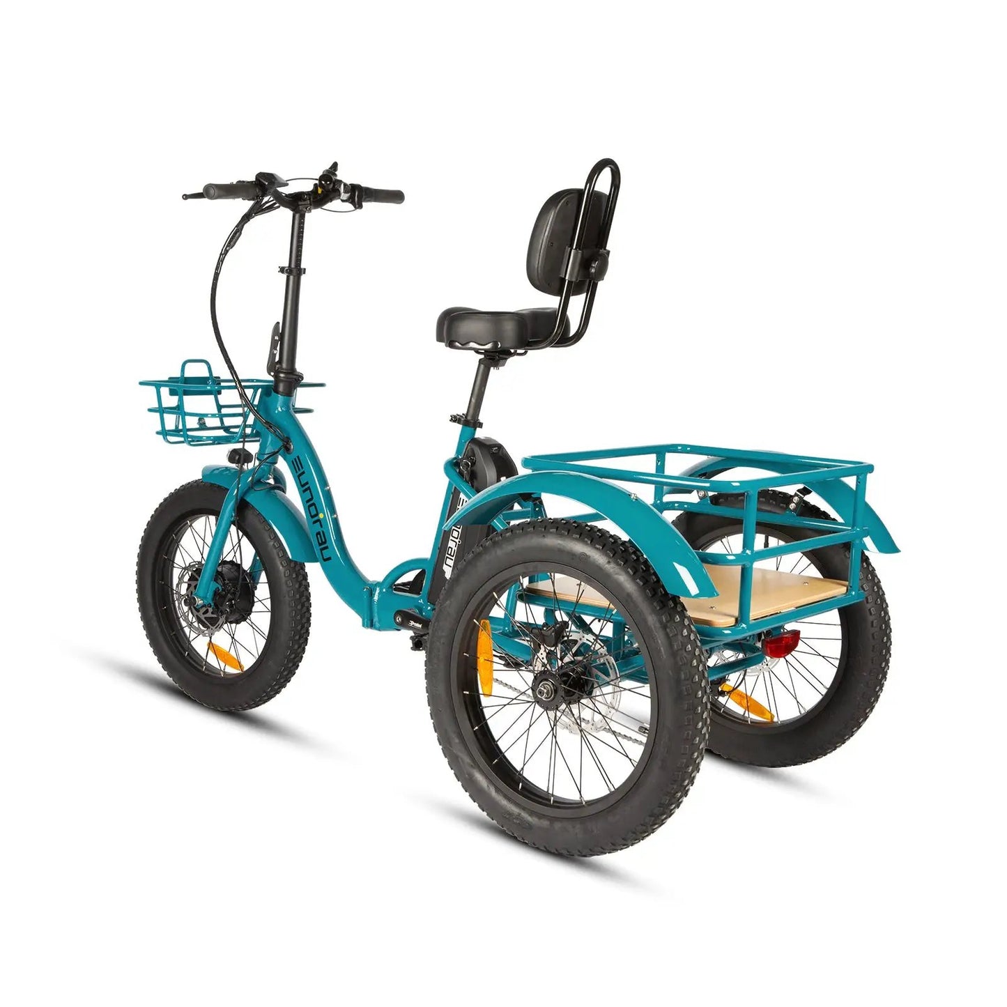 Electric Trike Foldable City Model 2.0 teal frame with front basket by EUNORAU E-BIKE US on Tampa Home & Garden Store