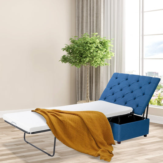 Folding Ottoman Sleeper Bed with Mattress for Guest Bed and Office Nap - Tampa Home & Garden Store