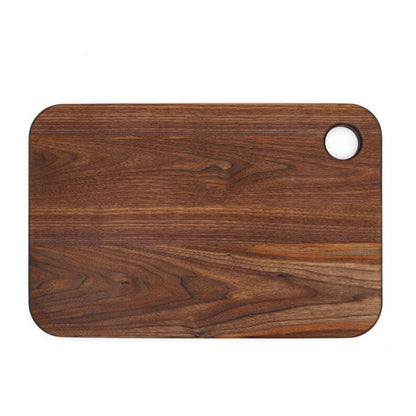 Thumb-Hole Cutting Board in dark walnut wood with rounded corners by Refine Kitchenware on Tampa Home & Garden Store