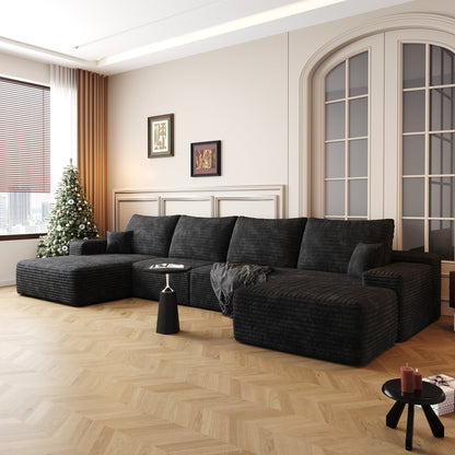 135-inch Cloud sectional sofa with 1 ottoman in dark charcoal fabric, L-shaped on Tampa Home & Garden Store