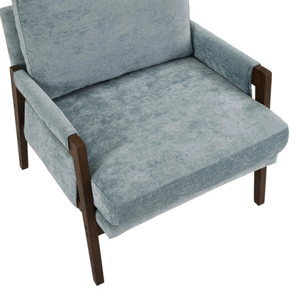 Kelly mid-century velvet accent armchair in blue with dark wood legs on Tampa Home & Garden Store