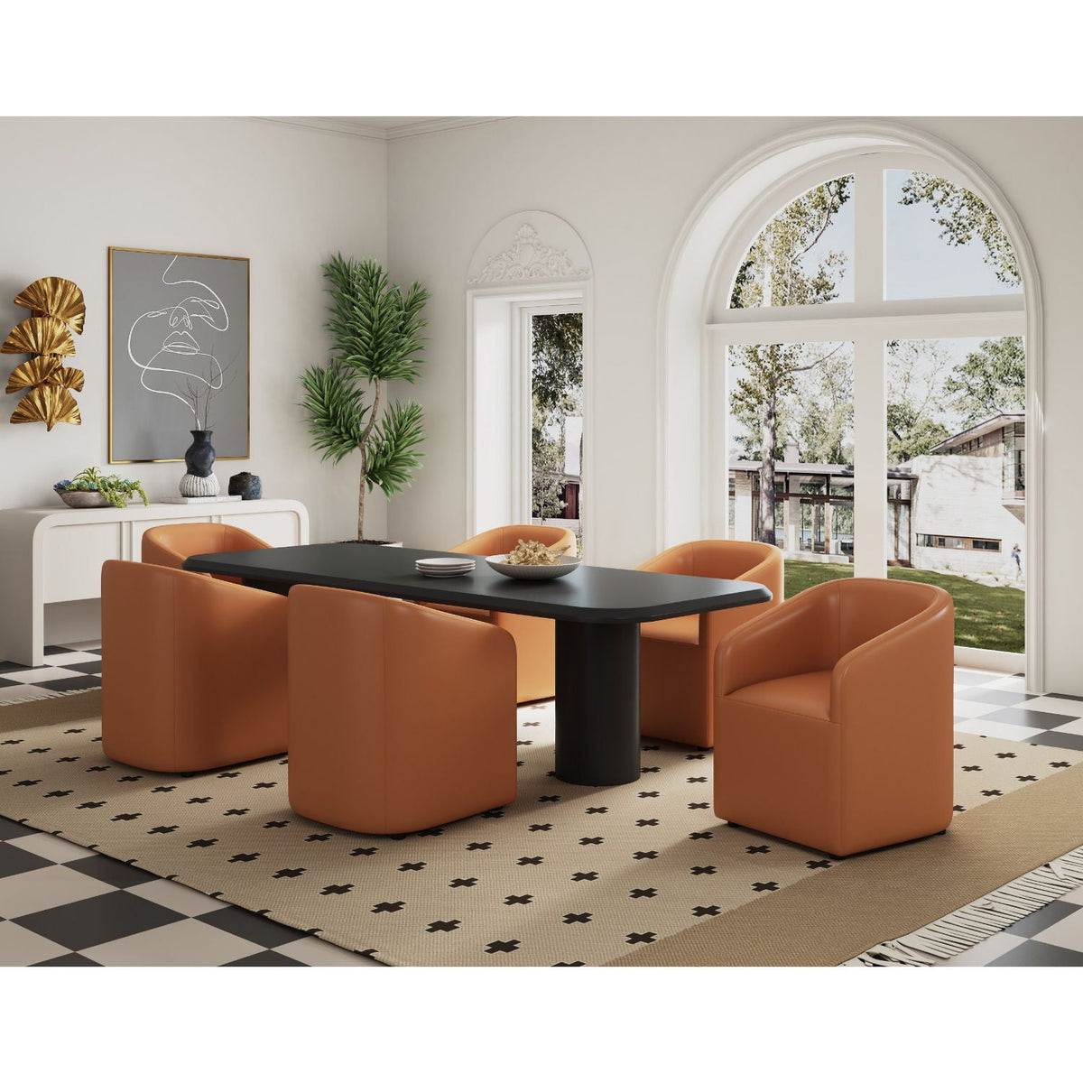 Anna and Modern Round Vegan Dining Armchair
