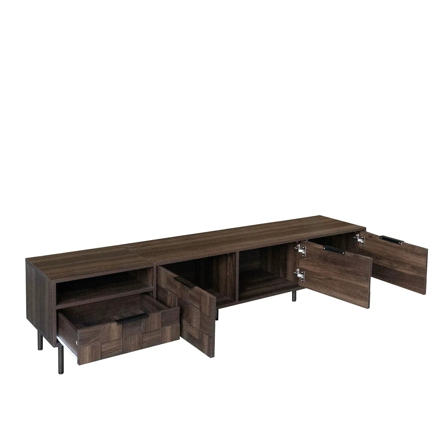 78 Inch TV Stand with Storage Cabinets Walnut