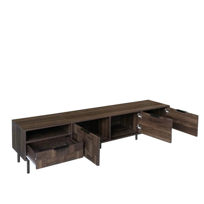 78 Inch TV Stand with Storage Cabinets Walnut