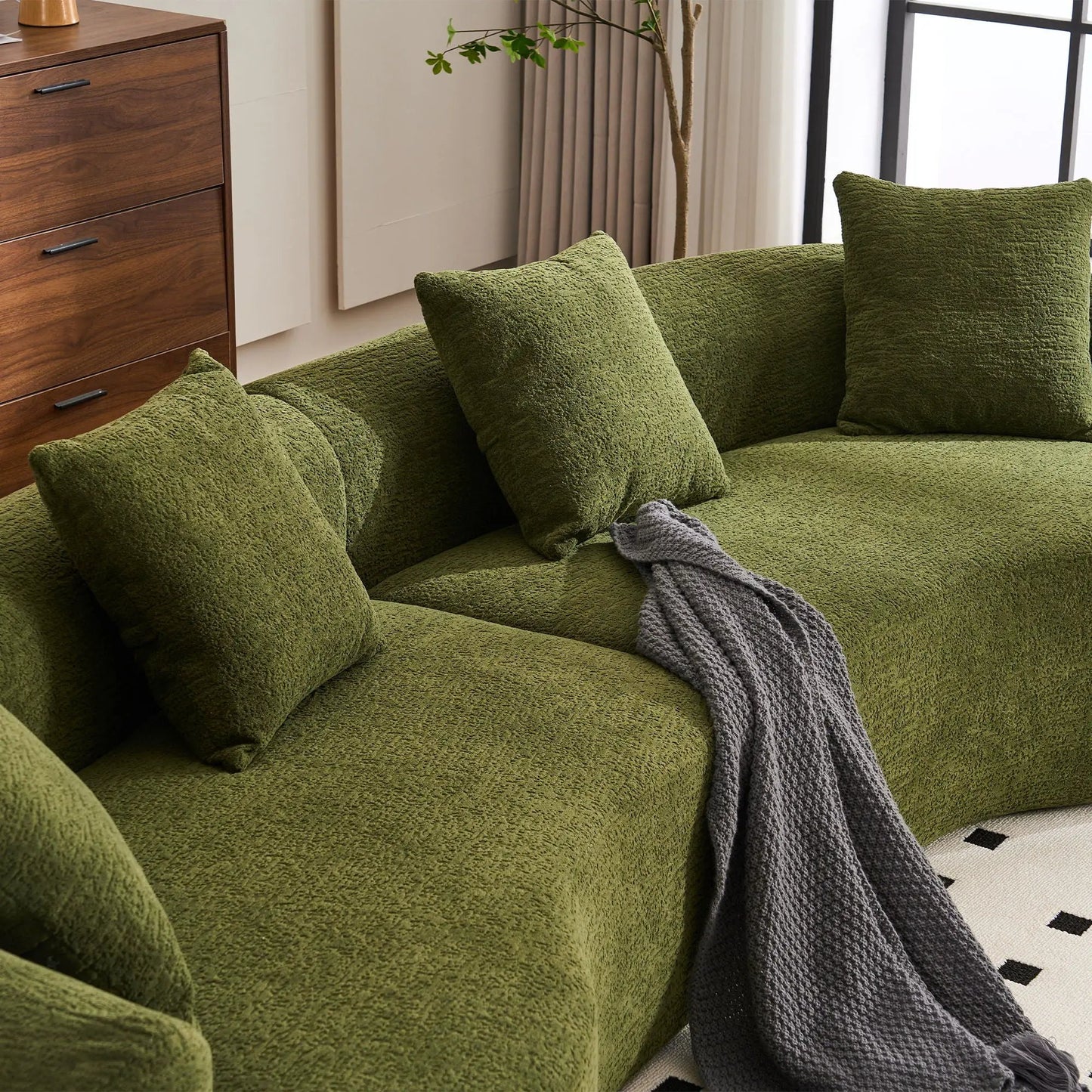 4 Seater Fabric Sofa With Sleeper For Living Room