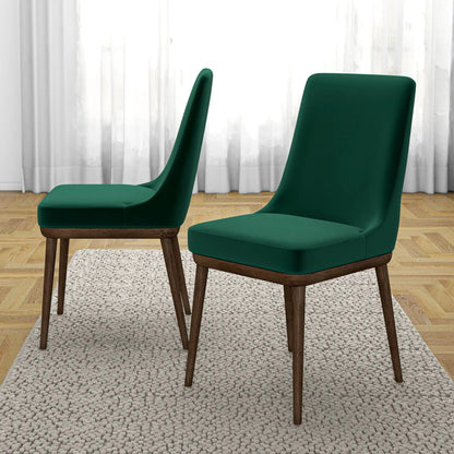 Kate - Mid-Century Modern Dining Chair set of 2 emerald green with wood legs on Tampa Home & Garden Store
