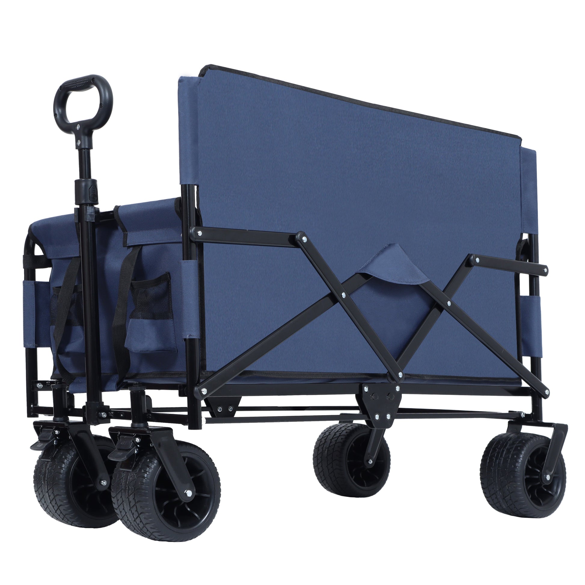 3-in-1 Convertible Folding Wagon Cart with bench seat and storage in navy blue HouseOfZazla wagon on Tampa Home & Garden Store