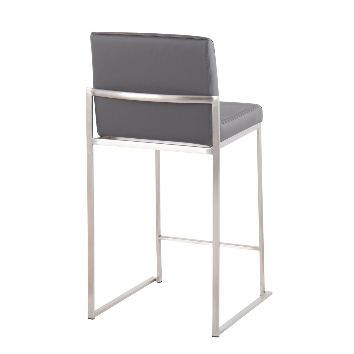Counter stool by HouseOfZazla with high back, gray padded faux leather and stainless frame on Tampa Home & Garden Store