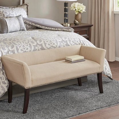 Elegant Bench with Solid Wood Frame Nailhead Trim