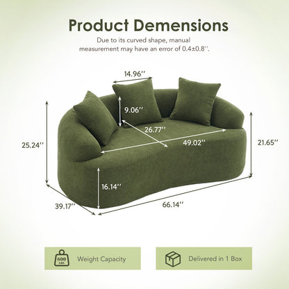Modern Curved Chenille And Compression Loveseat
