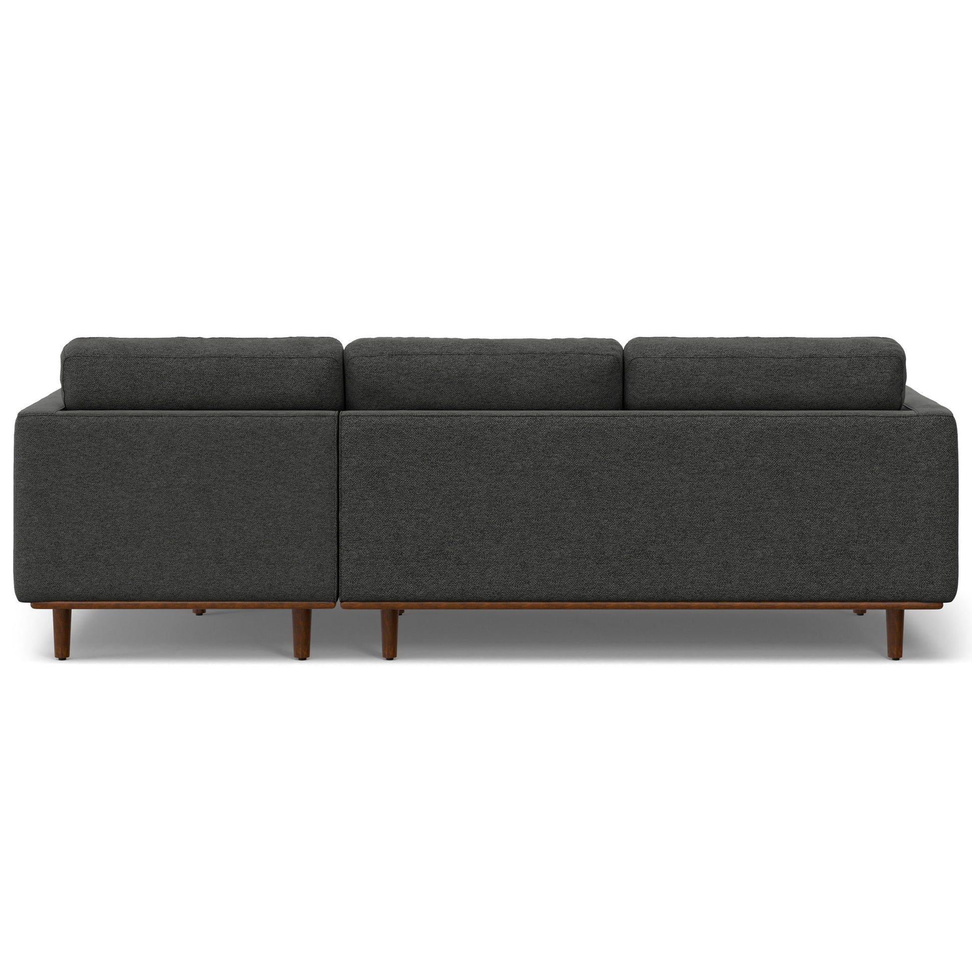 Morrison upholstered sectional sofa, charcoal gray fabric, wooden legs, HouseOfZazla on Tampa Home & Garden Store
