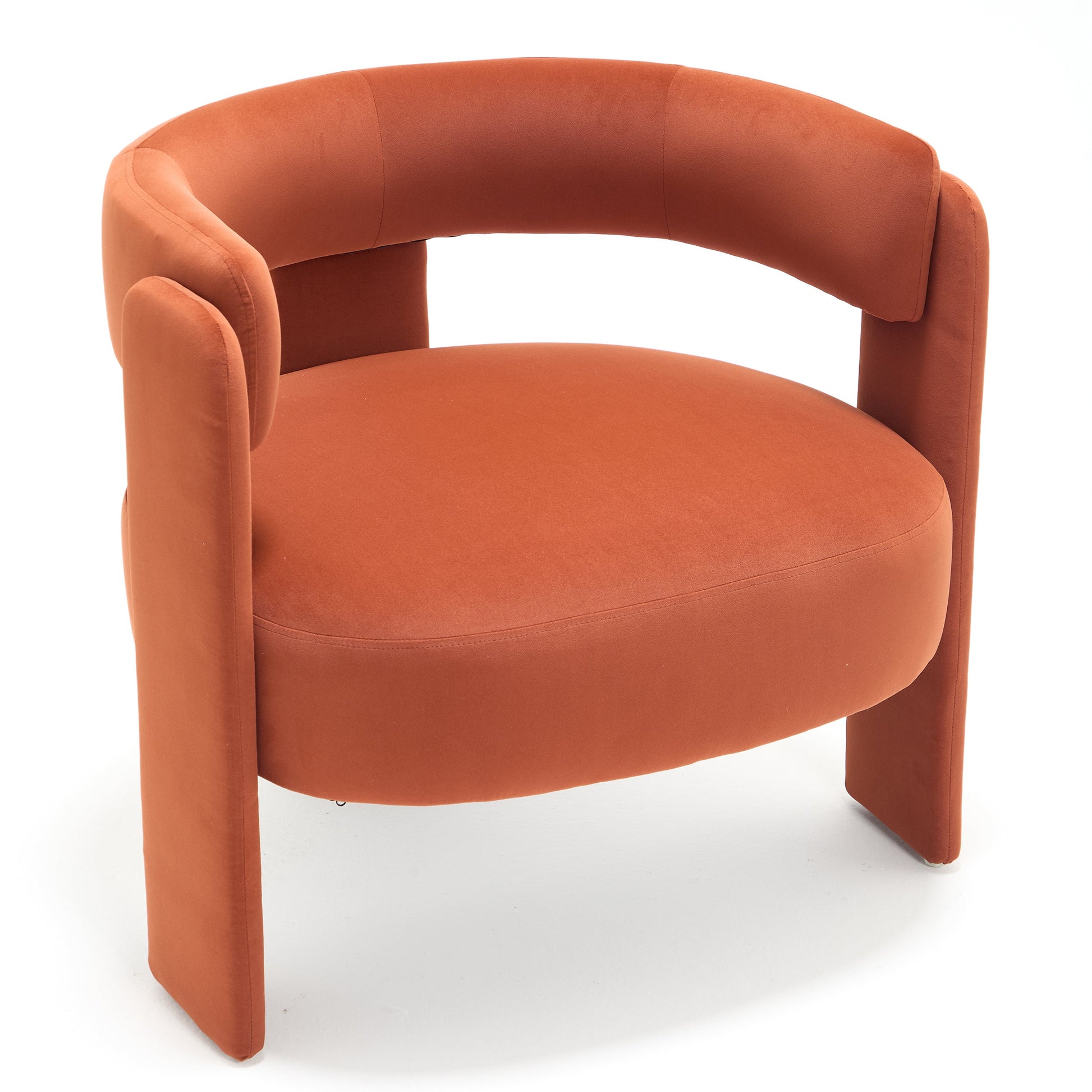 Accent Chair by HouseOfZazla in burnt orange velvet with curved back and rounded arms on Tampa Home & Garden Store