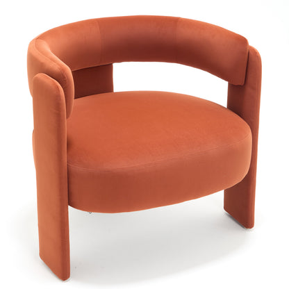 Accent Chair by HouseOfZazla in burnt orange velvet with curved back and rounded arms on Tampa Home & Garden Store