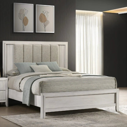 Plush Upholstered Headboard and Framed Bed