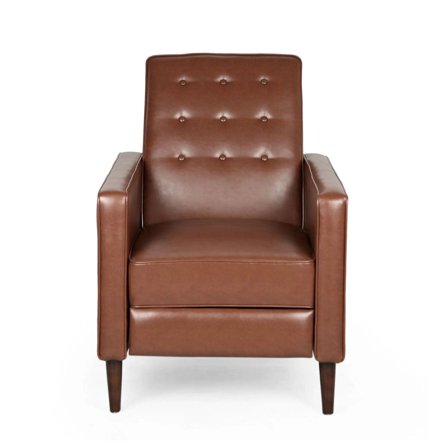 Mid-Century recliner brown leather with button tufting and waffle-back by Unique Piece Furniture on Tampa Home & Garden Store