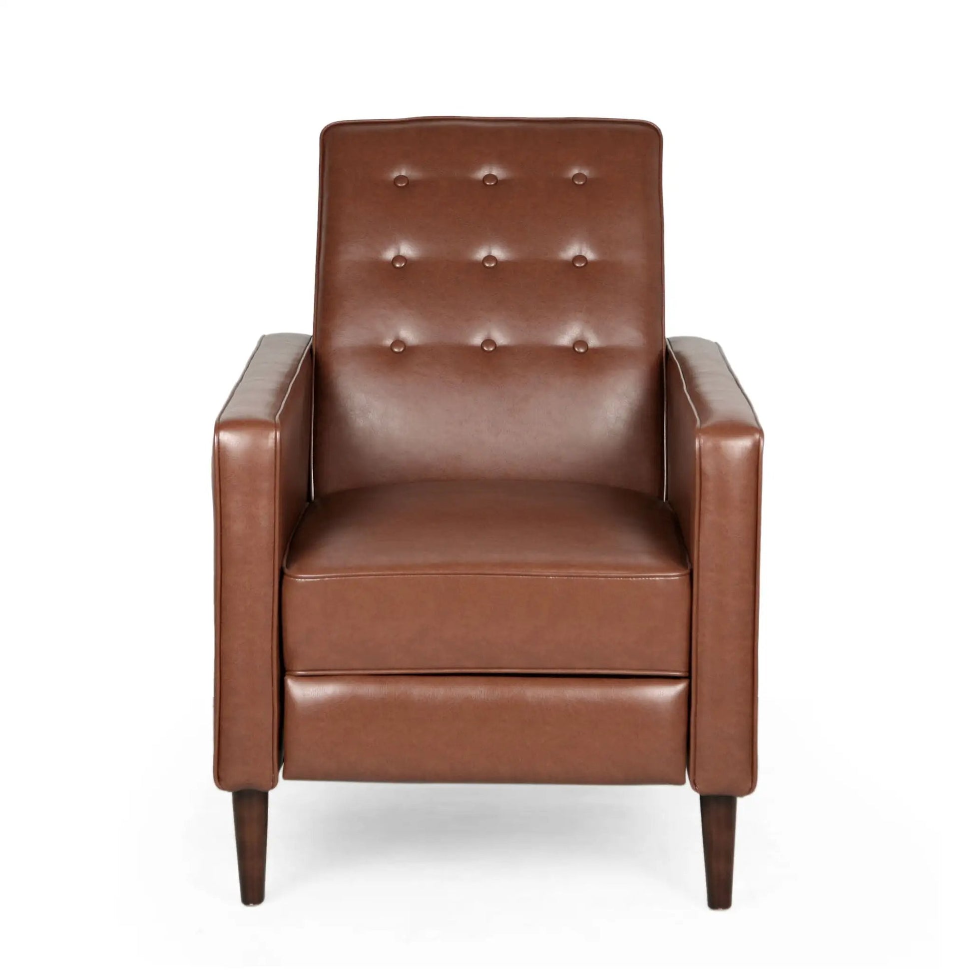 Mid-Century recliner brown leather with button tufting and waffle-back by Unique Piece Furniture on Tampa Home & Garden Store