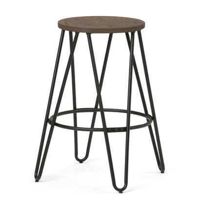 Simeon Multifunctional Metal Stool with Wood Seat