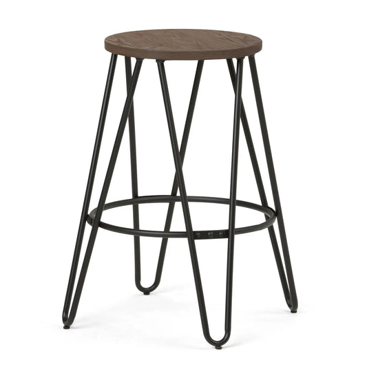 Simeon multifunctional metal stool with wood seat, counter height 24-27 in, black metal legs on Tampa Home & Garden Store
