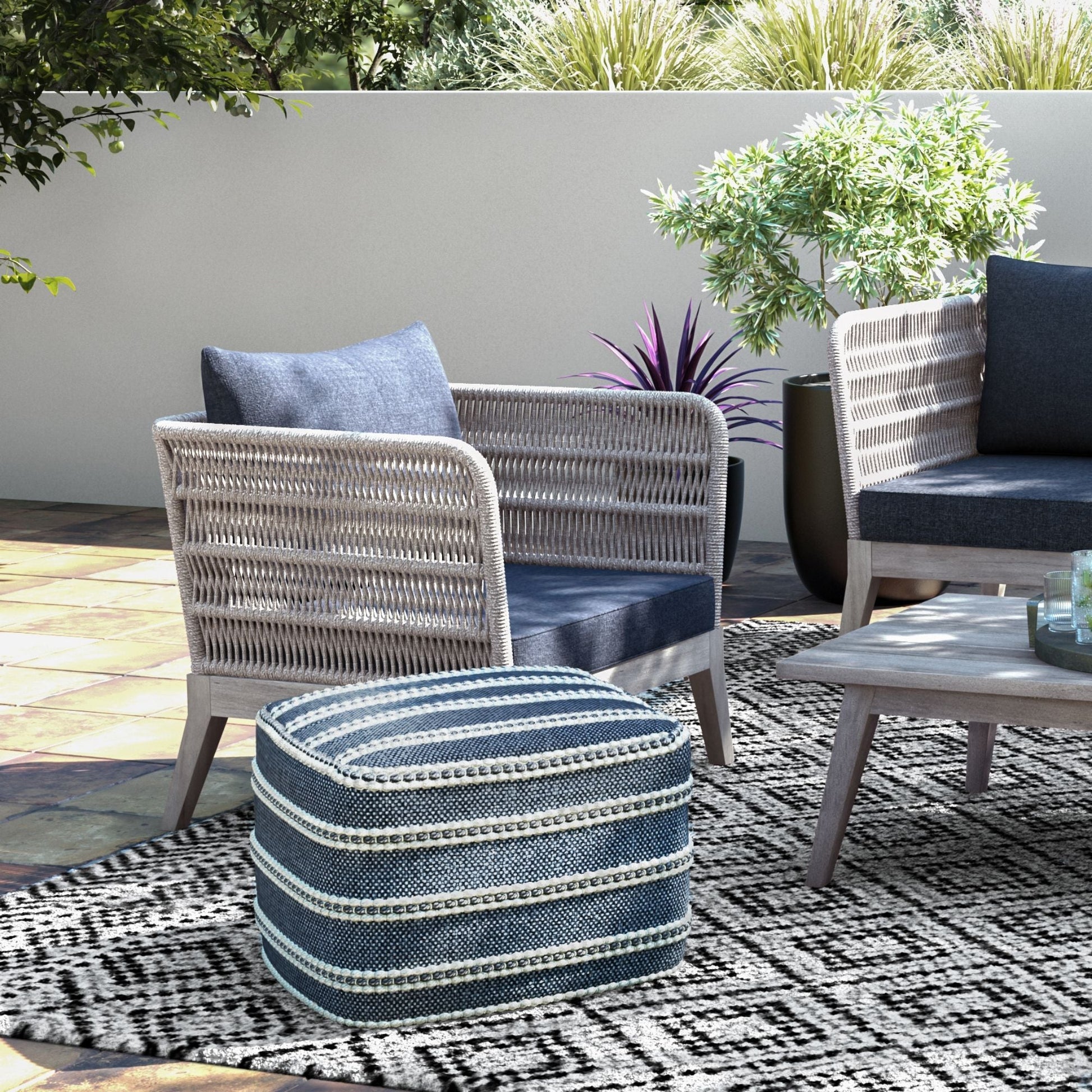 Santiago outdoor conversation arm chairs in slate gray cushions with gray wicker frames on Tampa Home & Garden Store