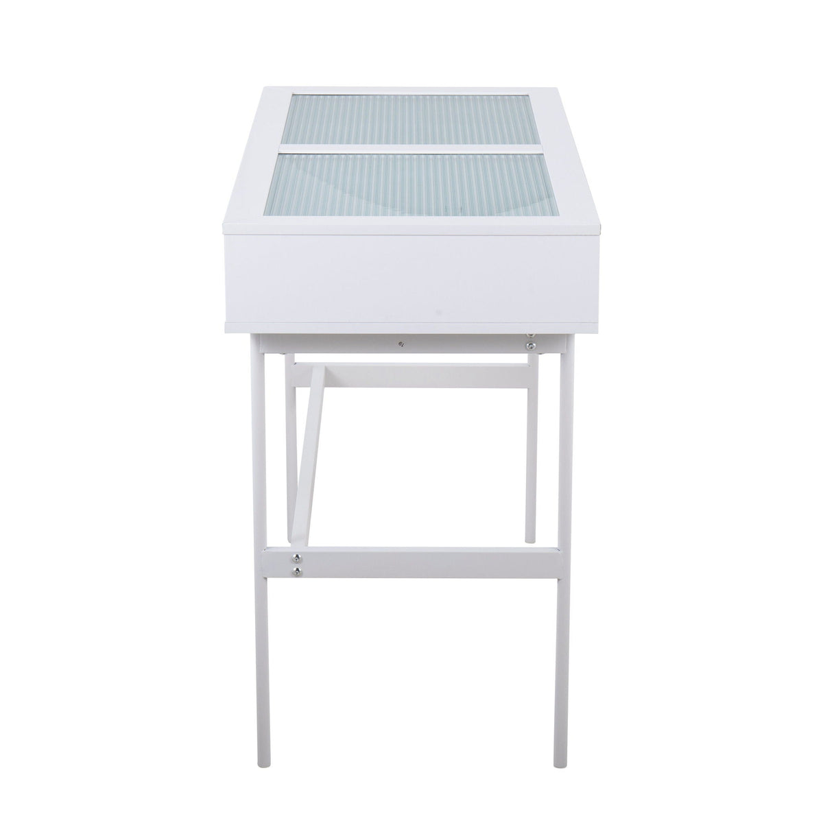 Contemporary white console table with tempered glass top by HouseOfZazla on Tampa Home & Garden Store