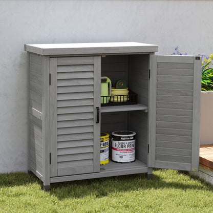 Outdoor Potting Bench With Metal Top and Cabinet
