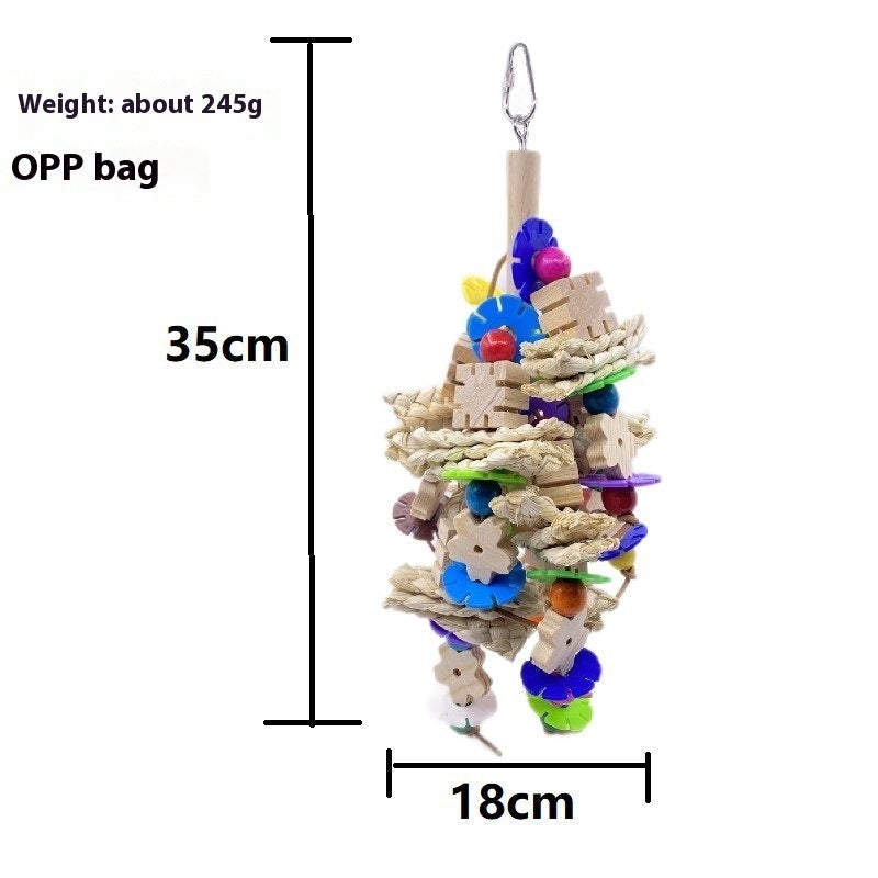 Parrot Gnawing Toy by Sell My Stuff — colorful wooden blocks, beads and rope on Tampa Home & Garden Store