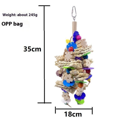 Parrot Gnawing Toy by Sell My Stuff — colorful wooden blocks, beads and rope on Tampa Home & Garden Store