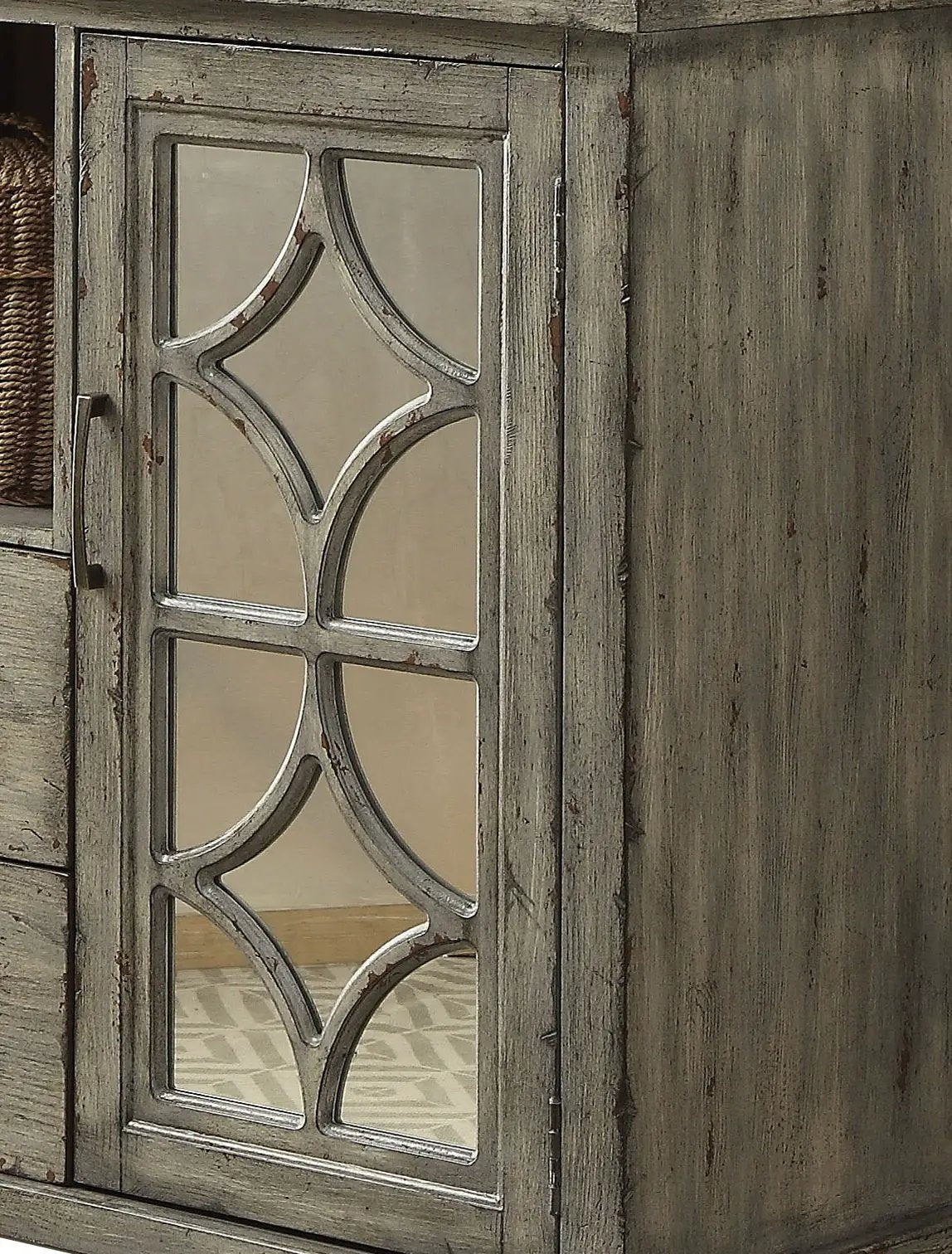 Velika Weathered Console Table With Storage Gray