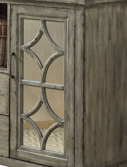 Velika Weathered Console Table With Storage Gray