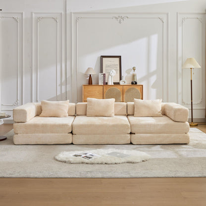 Convertible Floor Sofa Bed HouseOfZazla beige boneless modular futon sofa for living room on Tampa Home & Garden Store