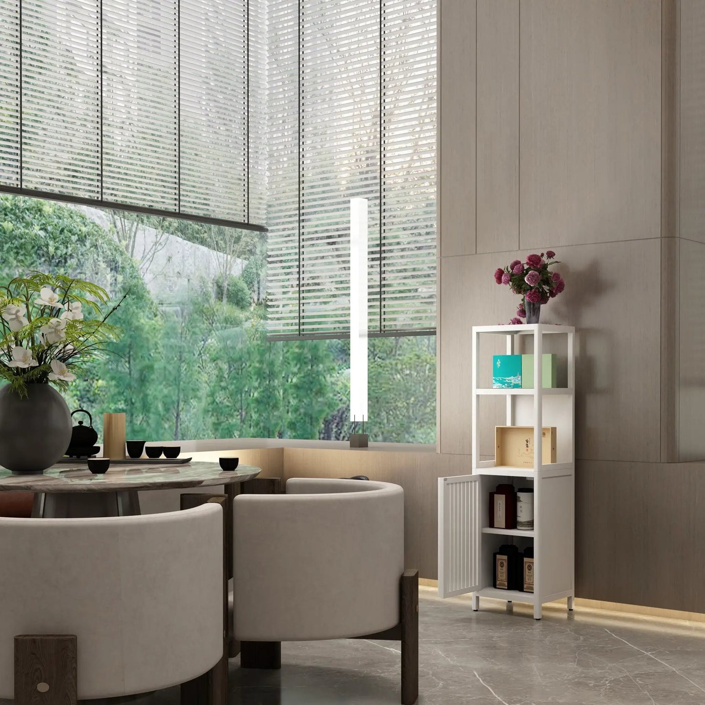Storage Cabinet with Tall Tower for Bathroom