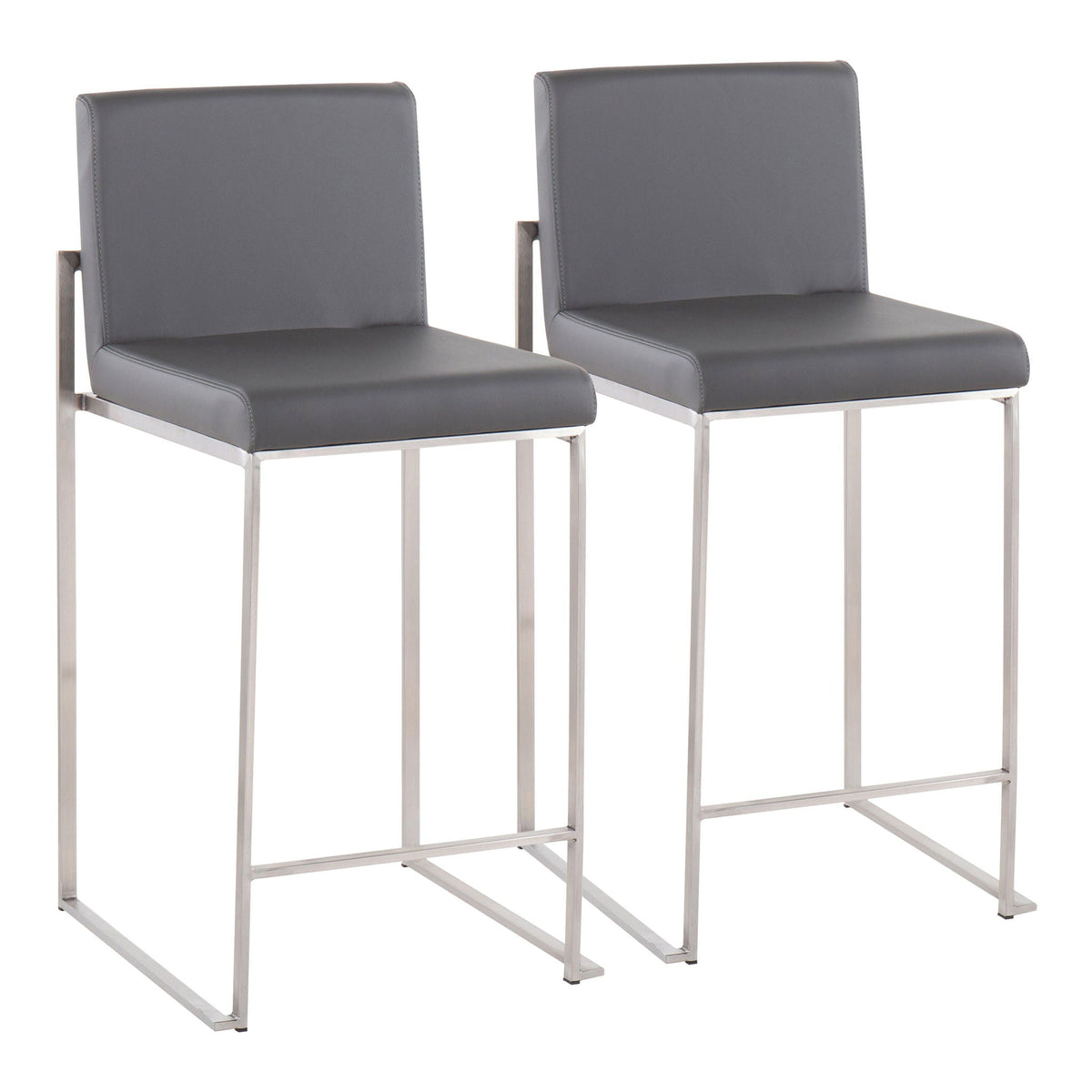 Contemporary high back counter stool with gray padded back, chrome frame 2 HouseOfZazla on Tampa Home & Garden Store
