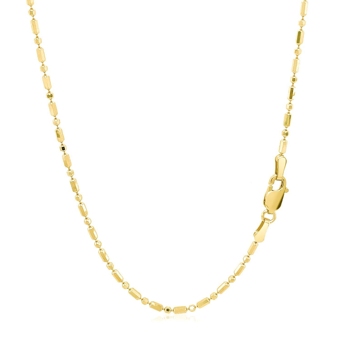 14k yellow gold diamond-cut alternating bead chain necklace 1.5mm with faceted beads on Tampa Home & Garden Store