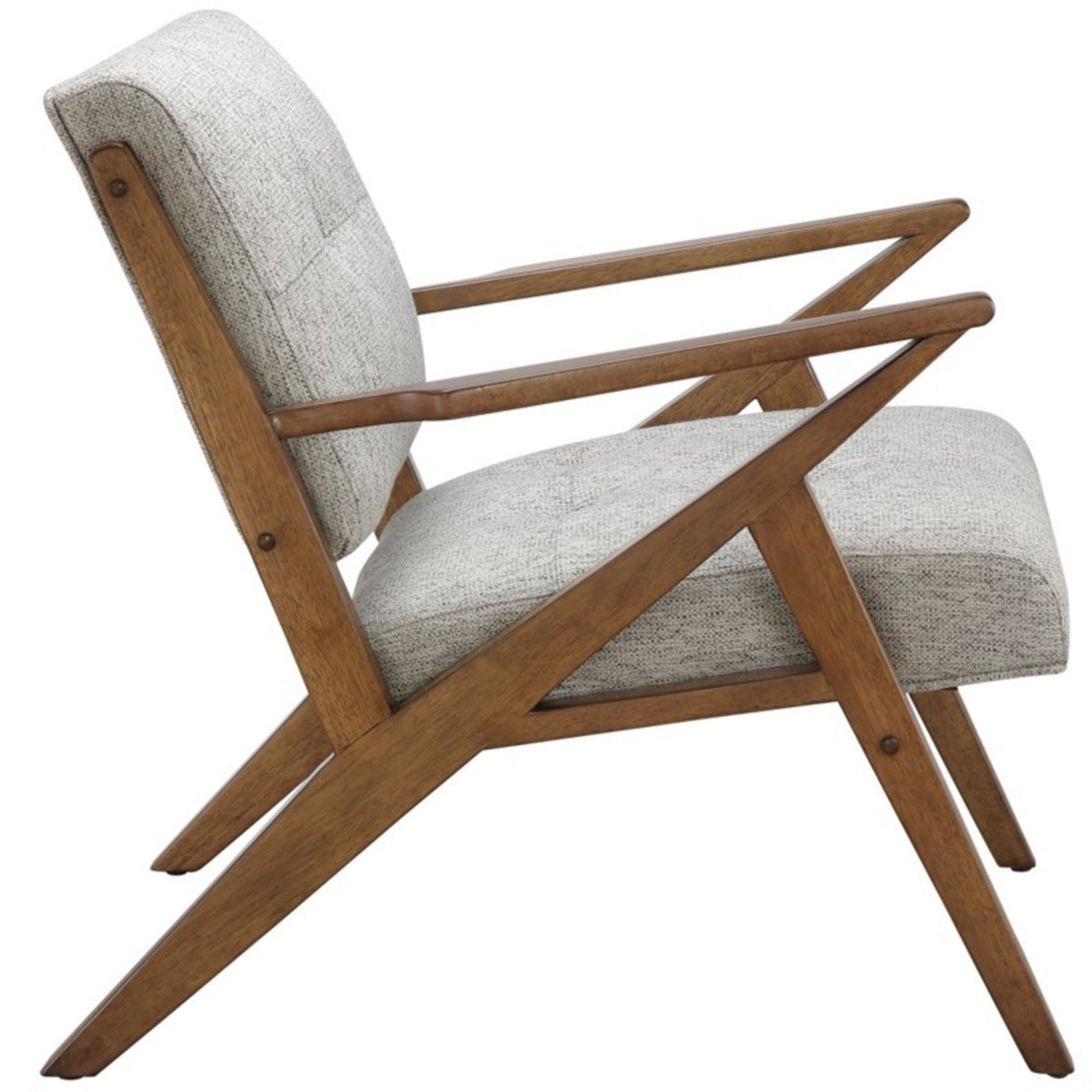 Rocket Lounge Chair solid wood frame in light gray fabric, armchair by HouseOfZazla on Tampa Home & Garden Store