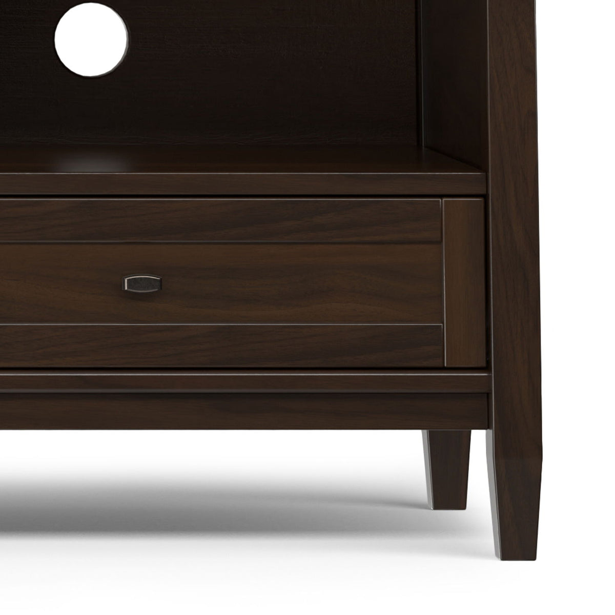 Shaker TV Stand solid wood media console in espresso with drawer and tapered legs on Tampa Home & Garden Store