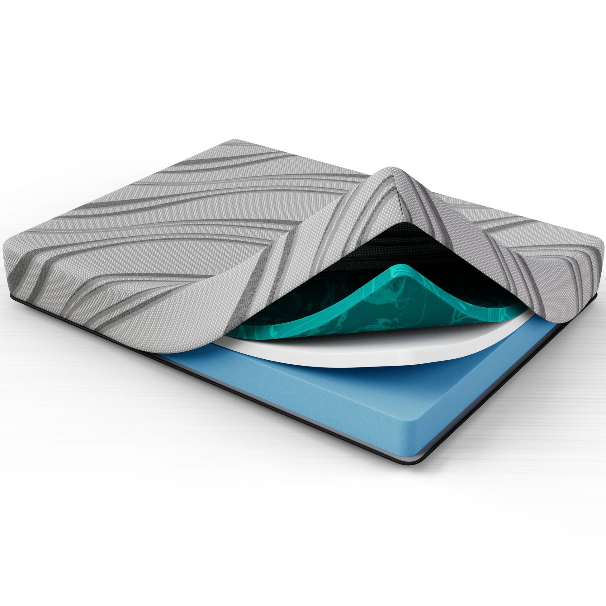 Bib Nl 10" Pro Gel Foam Hybrid Mattress by HouseOfZazla with turquoise base on Tampa Home & Garden Store
