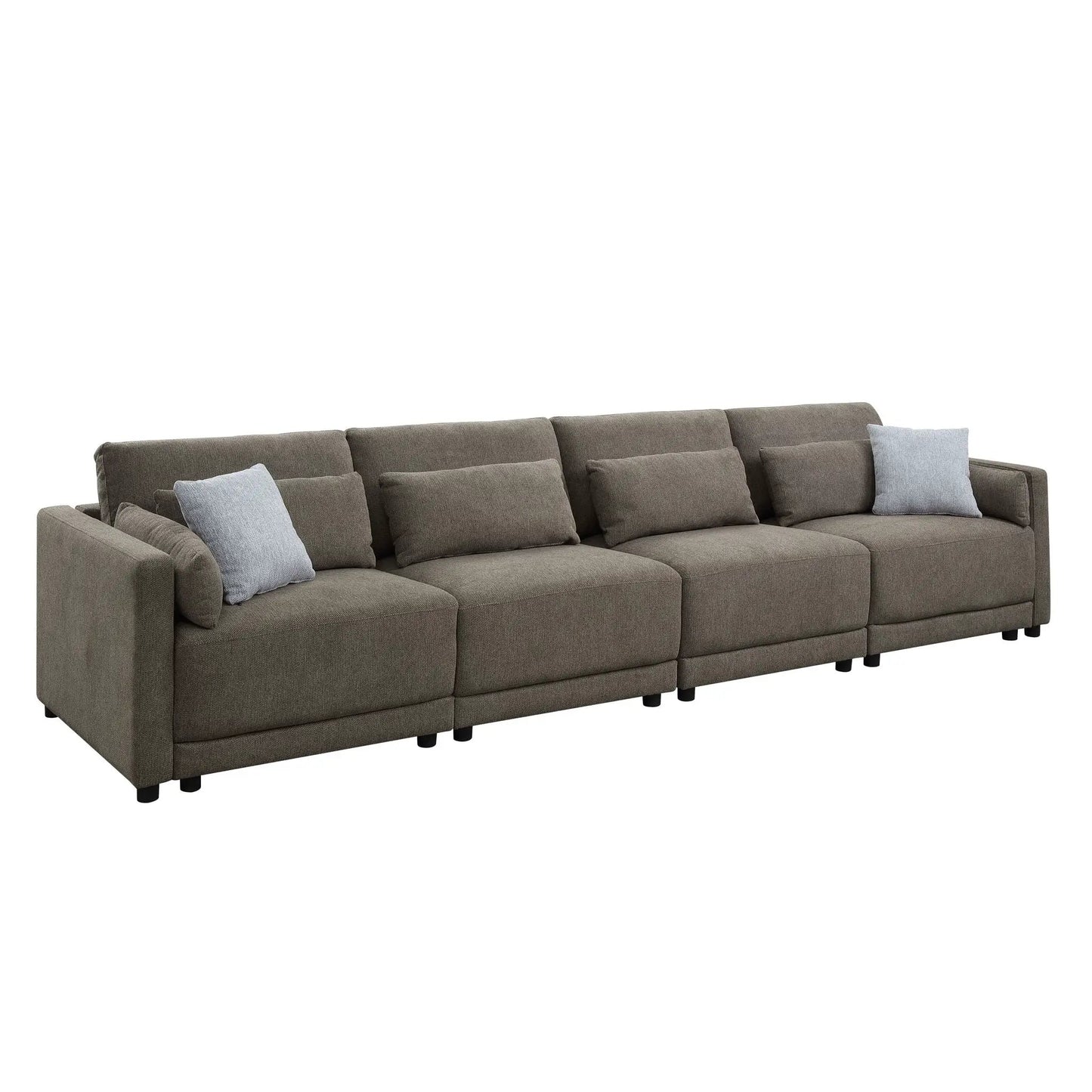 Rylie modular sectional sofa with toss pillows in brown fabric by Unique Piece Furniture on Tampa Home & Garden Store