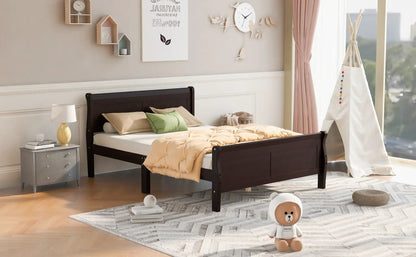 Platform bed frame dark wood with headboard/footboard and slat base by Unique Piece Furniture on Tampa Home & Garden Store