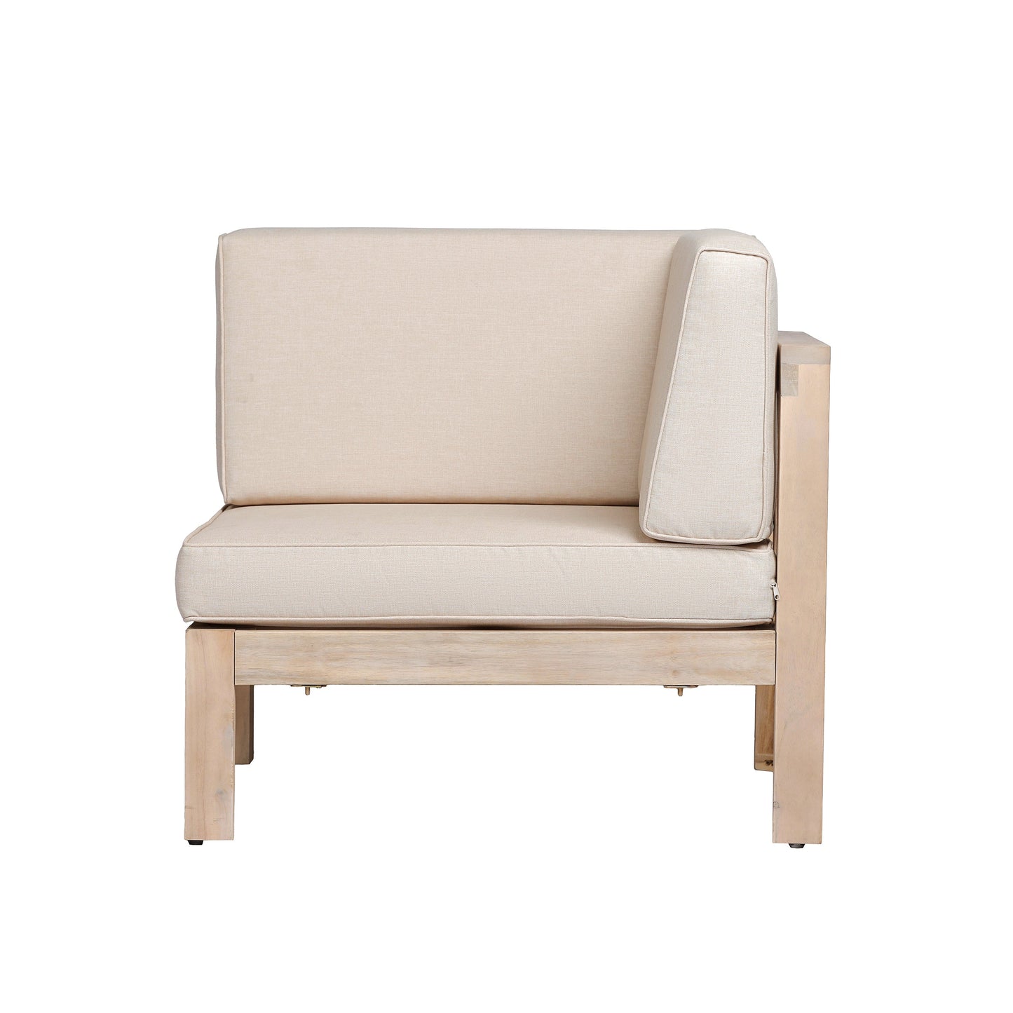 Emir Acacia 5 Seater Sofa with beige fabric cushions and wood frame for patio seating on Tampa Home & Garden Store