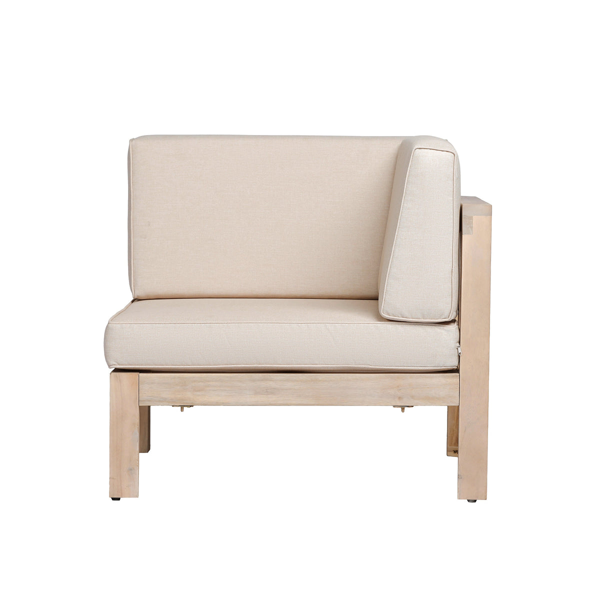 Emir Acacia 5 Seater Sofa with beige fabric cushions and wood frame for patio seating on Tampa Home & Garden Store