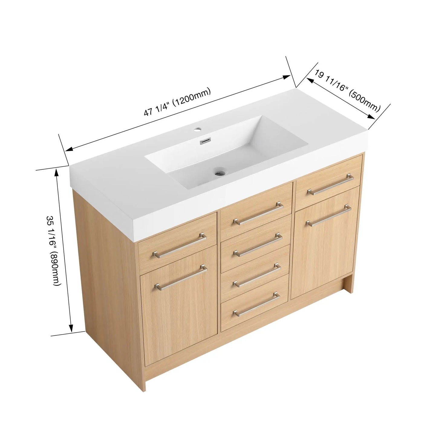 Freestanding Vanity With Resin Sink and Drawers