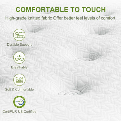 12-inch hybrid mattress with gel memory foam & pocket springs by Unique Piece Furniture on Tampa Home & Garden Store