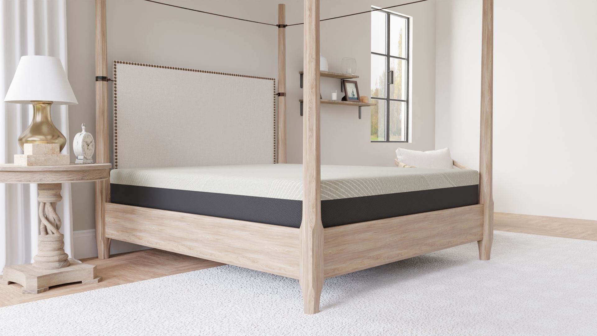 12-inch Comfort Series Gel Memory Foam Tight Top Mattress HouseOfZazla on wooden fourposter bed on Tampa Home & Garden Store