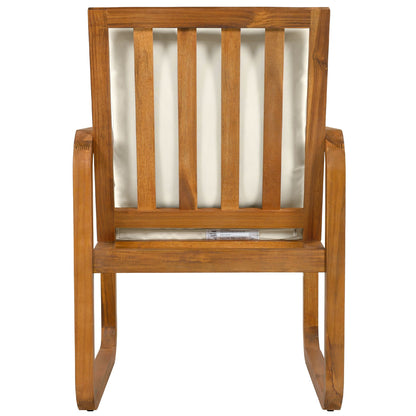 7 Piece Outdoor Patio Dining Set wooden chair with vertical slats and removable white cushions on Tampa Home & Garden Store