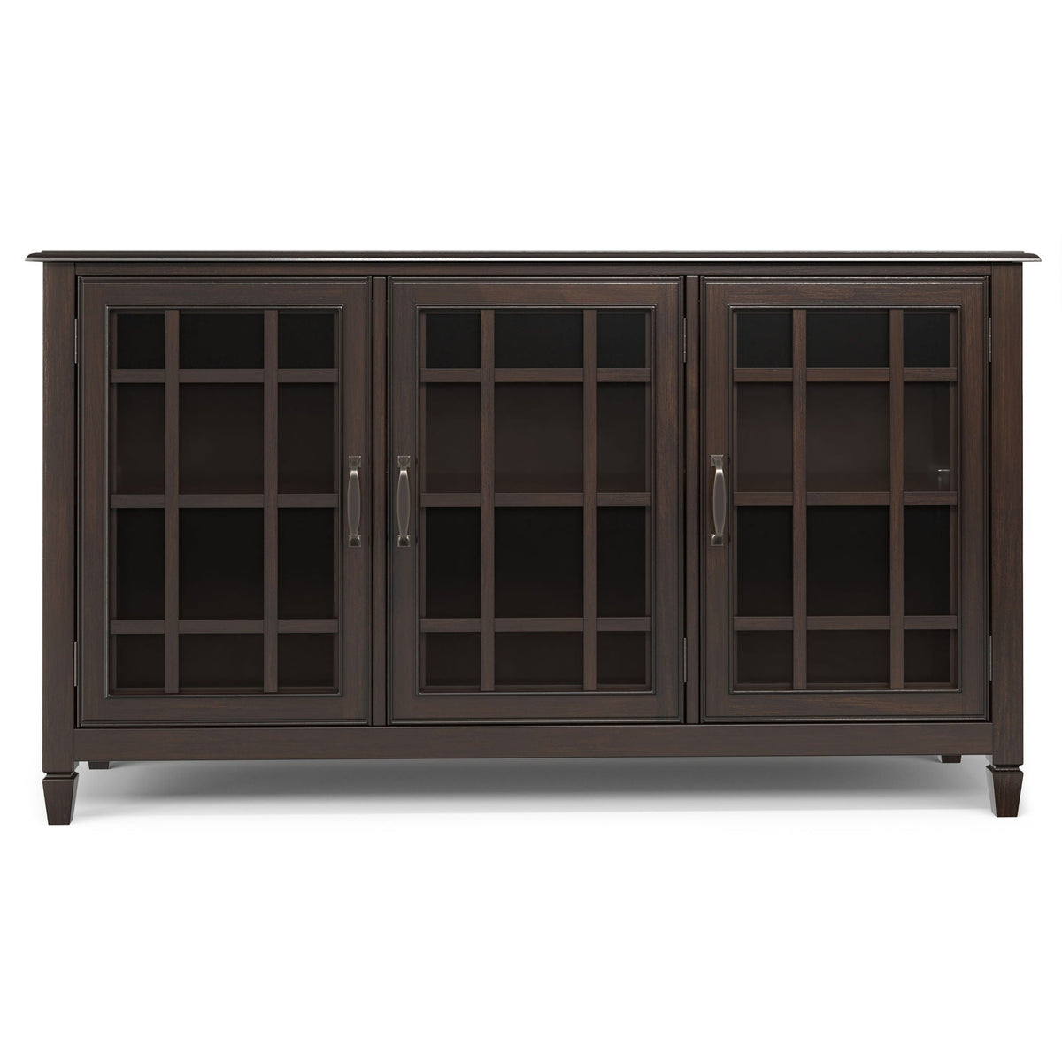 Traditional buffet cabinet with adjustable glass shelves in dark brown finish by HouseOfZazla on Tampa Home & Garden Store