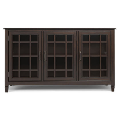 Traditional buffet cabinet with adjustable glass shelves in dark brown finish by HouseOfZazla on Tampa Home & Garden Store